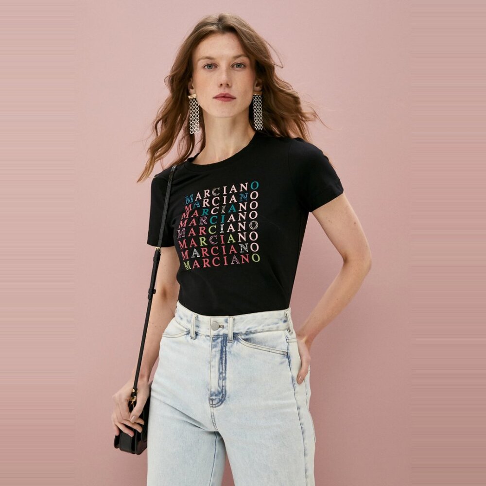 Marciano Multicolor Logo Black Tee